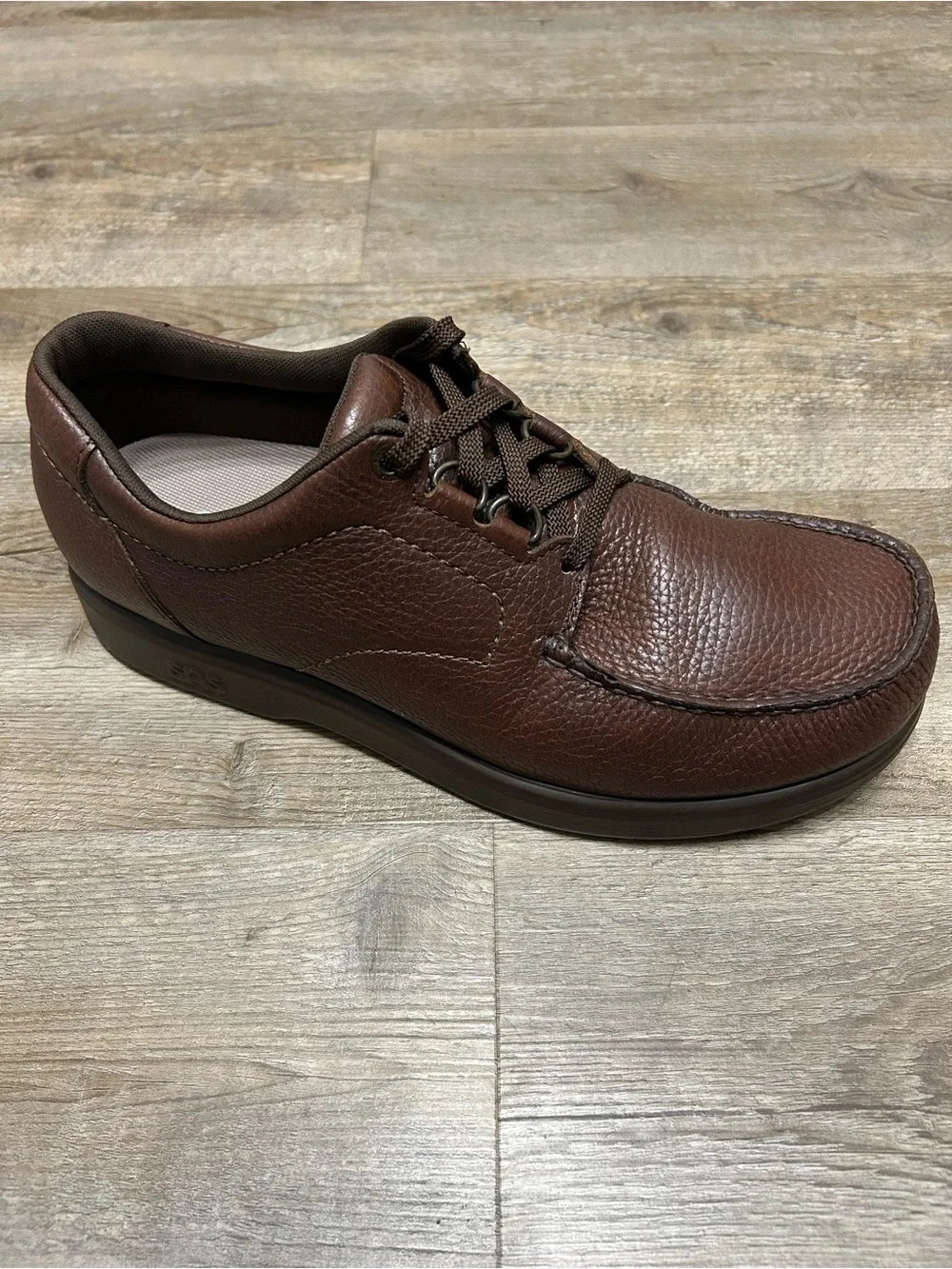 SAS Men's Size 12 Wide Brown Leather Casual Lace-Up Orthopedic Comfort Shoes USA